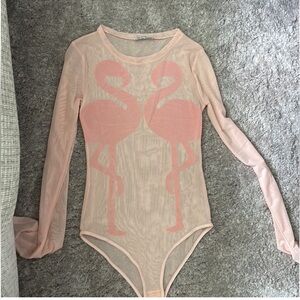 Zara pink mesh Flamingo Bodysuit